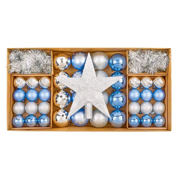 Premier Decorations - 54-teiliges bruchsicheres Dekorationsset in Hellblau &amp