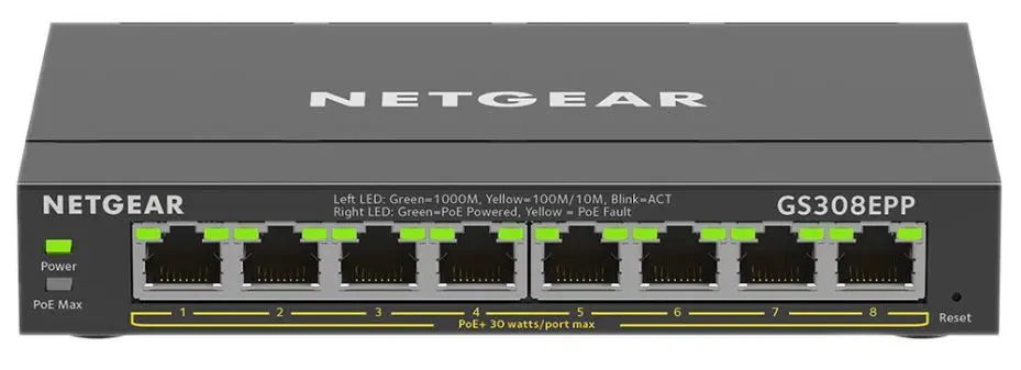 NETGEAR - Lascthionscadán PoE+ Gigabit Bainistithe 8-Port, 123W