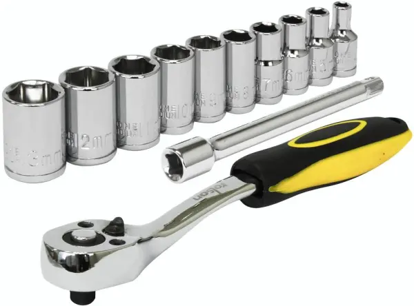 Rolson 1/4in Ratchet & Socket Set, Metric, 10 Piece