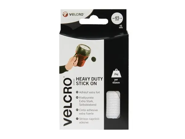 VELCRO Brand Heavy-Duty Stick On Coin - White