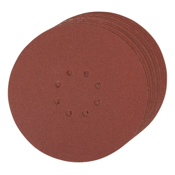 Silverline 225mm Hook & Loop Discs, 120 Grit, Aluminium Oxide, 10pk