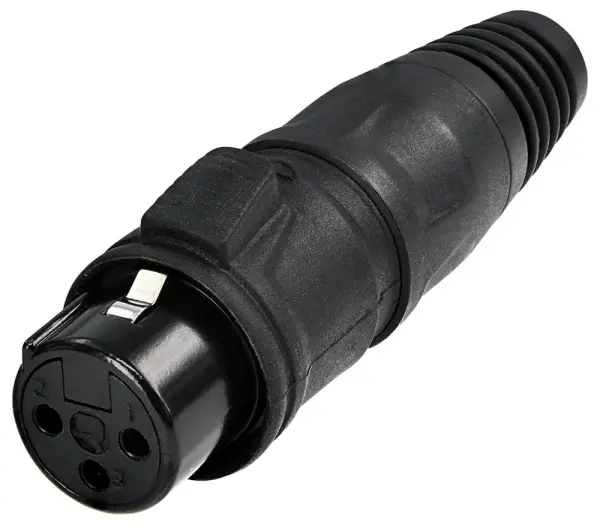 REAN 3 Pole XLR Socket, IP65, Black, Gold Plated Contacts