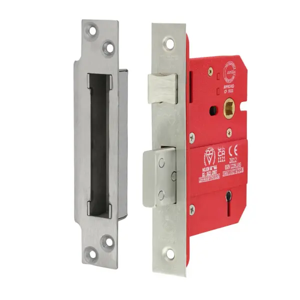 Timco 5 Lever BS CE Standard Mortice Sashlock - Satin Stainless Steel 78 case / 57 backset