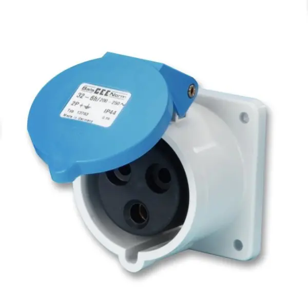 CEENORM Panel Mount CEE Socket 32A 230V 2P+E Blue IP44