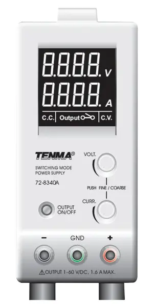 Tenma Bench Power Supply, Adjustable, 1 Output - 60V 1.6A