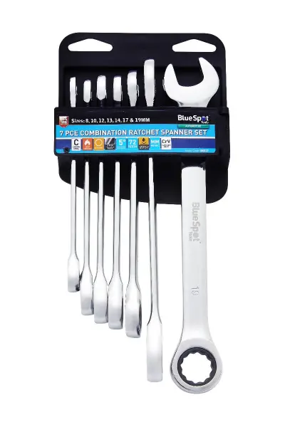 Blue Spot Tools - 7 件组合棘轮扳手套装（8-19毫米）