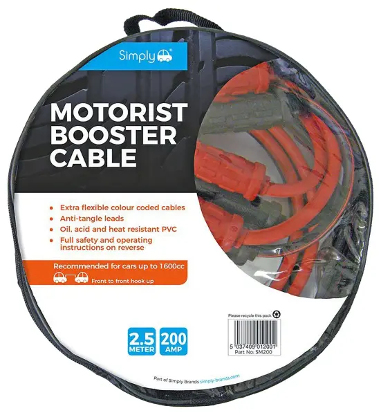SIMPLY 200A Jump Leads for Cars up to 1600CC, 2.5m