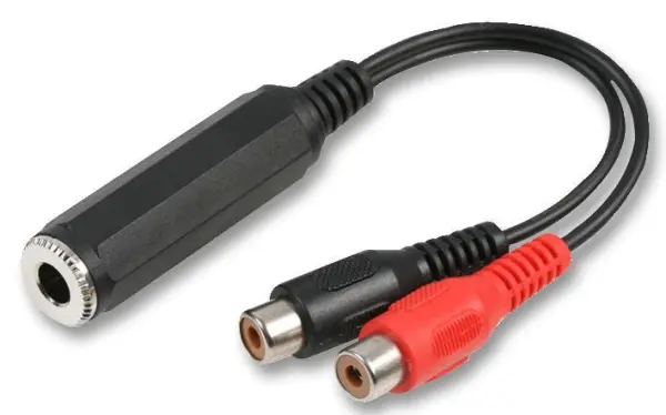 PRO SIGNAL Mono Jack to 2x Phono Lead, 6.35mm, 150mm, Black