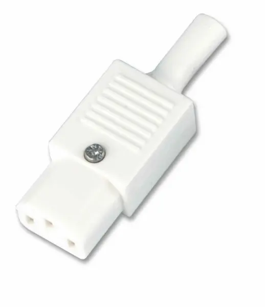 Prise femelle IEC ré-ensordable Bulgin, Droit, Blanc, 10A 250V
