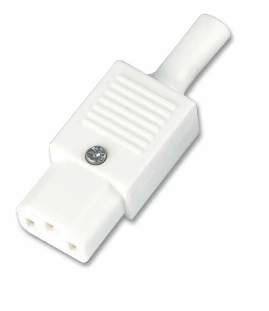 Prise femelle IEC ré-ensordable Bulgin, Droit, Blanc, 10A 250V