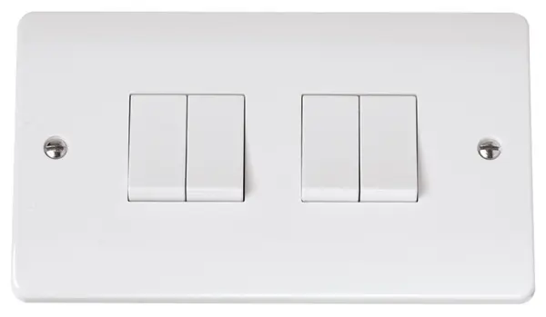 MODE 4 Gang 2 Way Light Switch, White, 10AX
