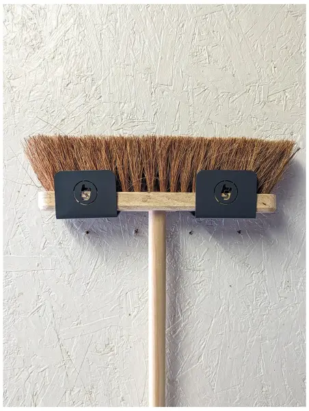 TRADETIDY Broom Storage Brackets, Pair - Grey