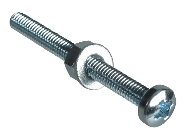 ForgeFix Vis à métaux tête plate M4 x 40mm, plaquées zinc, lot de 15