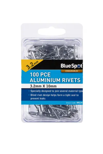 Blue Spot Tools - 100 rivets en aluminium 3,2mm x 10mm