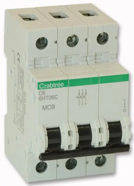CRABTREE - 6A TP MCB, C Curve 10kA