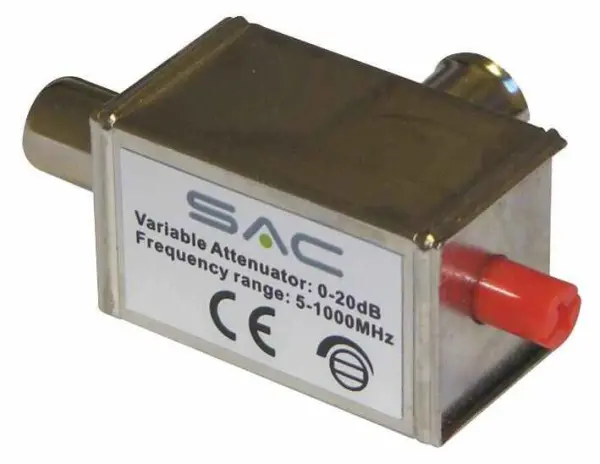 Atenuador Variável SAC 0-20dB, 5-1000MHz, Caixa Metálica