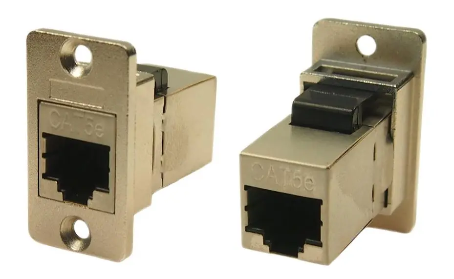 Cliff RJ45 Cat5e Slim Feedthrough Connector, Nickel Frame
