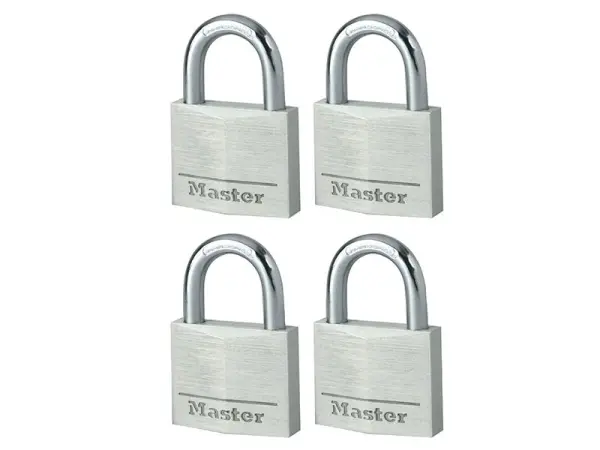 Master Lock Aluminium Padlock 40mm, 4-Pin, Keyed Alike x 4