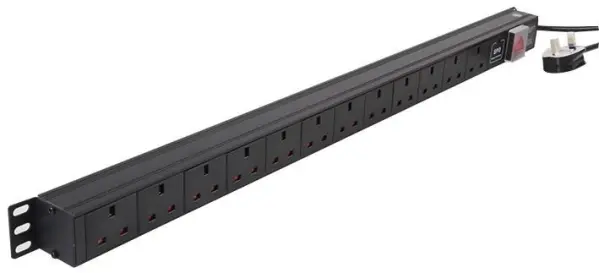 LMS DATA 1U 12-Way 13A Surge Protected Vertical PDU