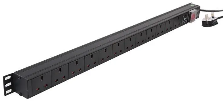 LMS DATA 1U 12-Way 13A Surge Protected Vertical PDU