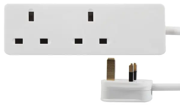 Pro Elec 2 Gang Extension Lead, White - 20m