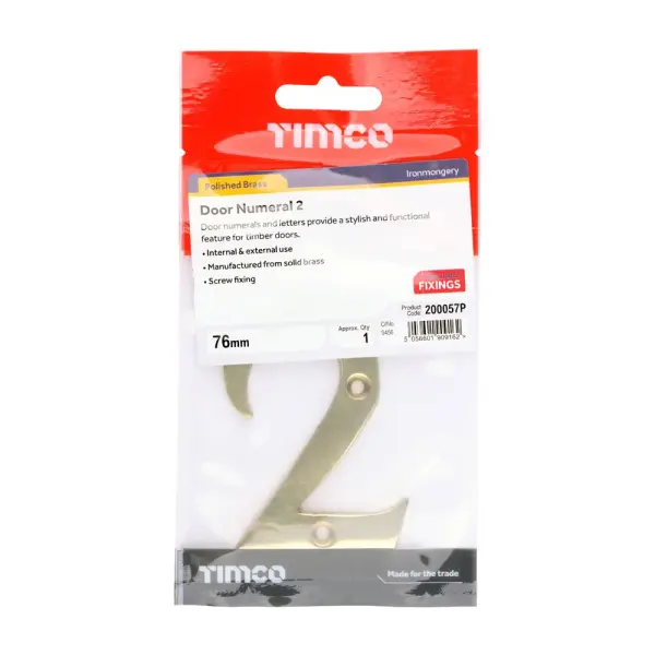 Timco Nombor Pintu Kuningan Mengkilap 76mm