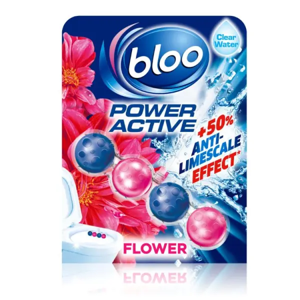Bloo Power Active Clear Water Toilet Rim Block Flower 50g