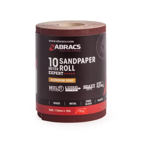 Abracs Rotolo di Carta Vetrata ABS11510180, Grana 180, 115mm x 10m