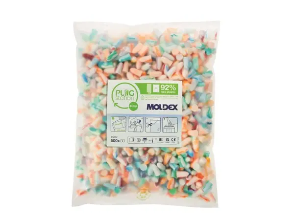 Moldex מלאי חידוש לאוזניות אטימה PlugStation 500, SNR 35 dB, 500 זוגות