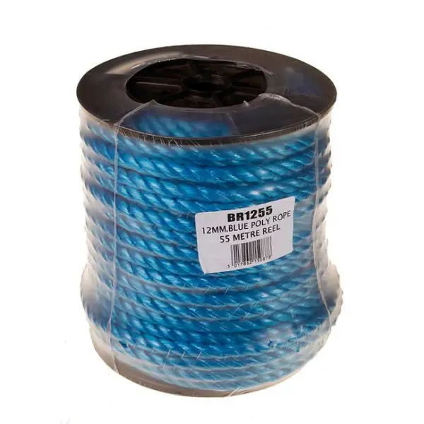 Raraion 12mm Blue Polypropylene Rope Reel 55m