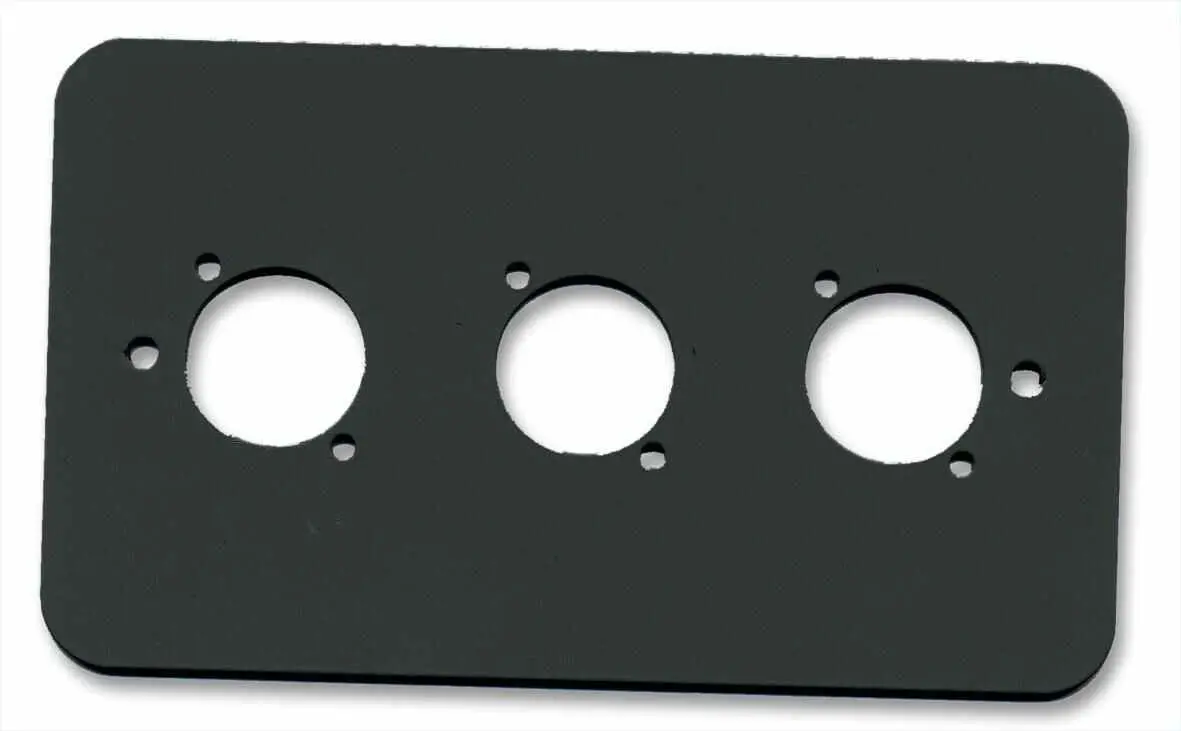 PENN ELCOM 2-Gang Triple XLR/Speakon/RJ45 Wall Plate, Black