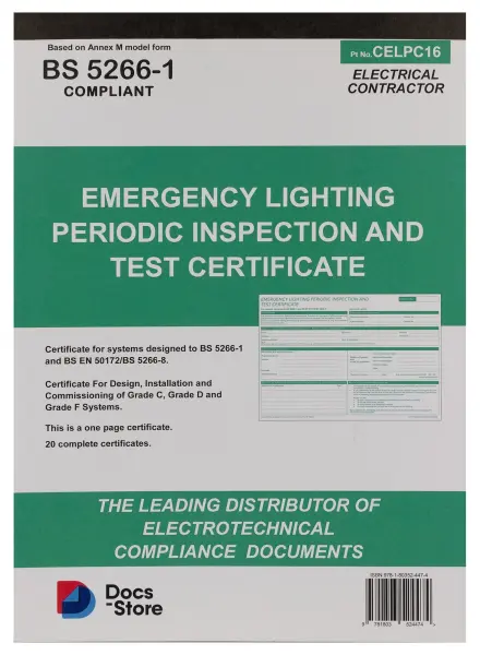 Emergency Lighting Inspection & Testing Certificate Pad