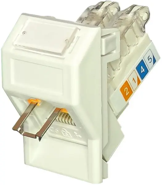 TUK LOKJAC - Κλειδωτή Γωνιακή Μονάδα Cat6, 25x38mm, Λευκή