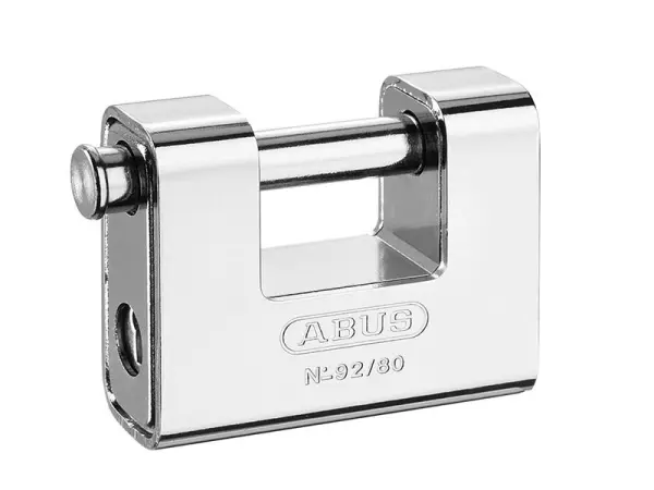 ABUS 92/80mm Monoblock Shutter Padlock, Brass & Steel, Carded