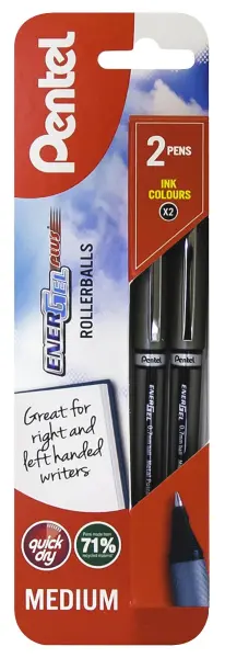 PENTEL - EnerGel Plus Rollerball Pen, 2 Pack - Black