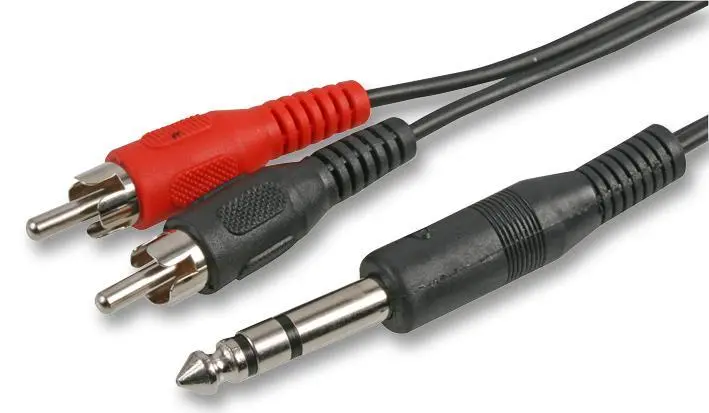 PRO SIGNAL 6.35mm Stereo Jack to 2x RCA Audio Lead, 150mm