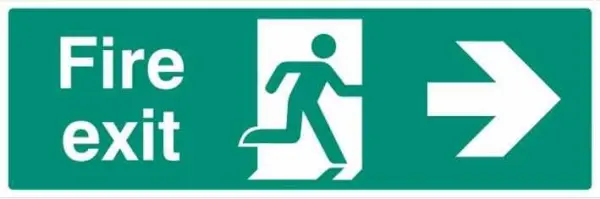 RARAION Fire Exit Right Arrow Self-Adhesive Sign, 150mm x 450mm