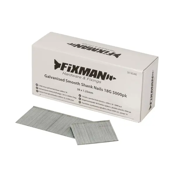 Fixman Pregos Galvanizados de Cano Liso 18G, 38x1,25mm, Caixa de 5000