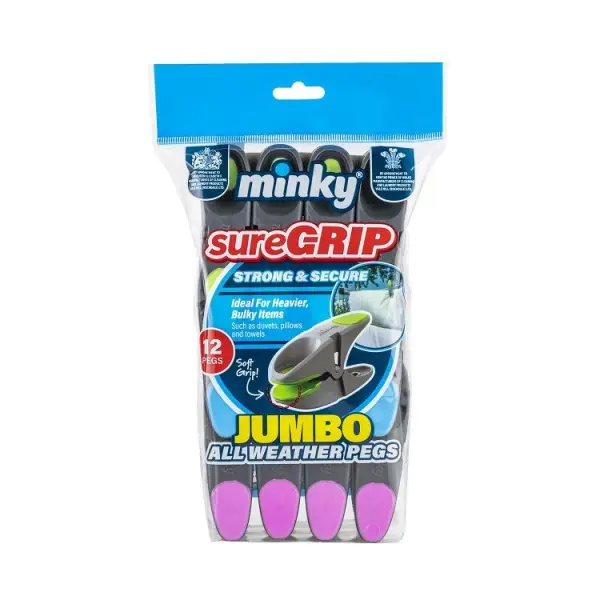 Minky Sure Grip Jumbo Pegs 12 Pack