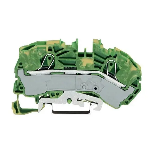 WAGO 2-Way Ground Terminal Block, Push-In, 20-4 AWG, Green