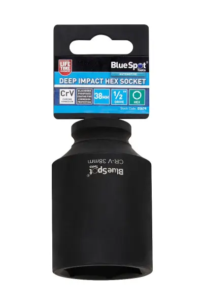 Blue Spot Tools 38毫米加长冲击内六角套筒 1/2英寸方头驱动