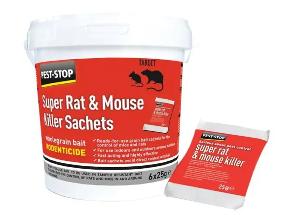 Pest-Stop Sachet Super Elimina Ratti e Topi, 6 x 25g, Profumo di Anice
