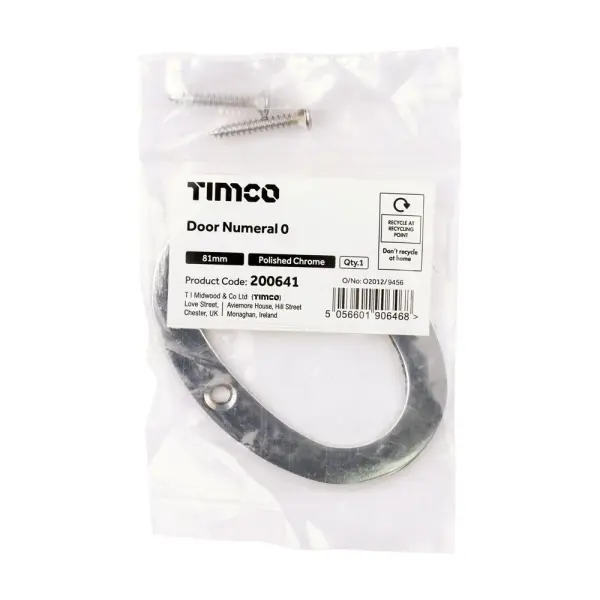 Timco Nombor Pintu Kuningan - Krom Kilap 81mm