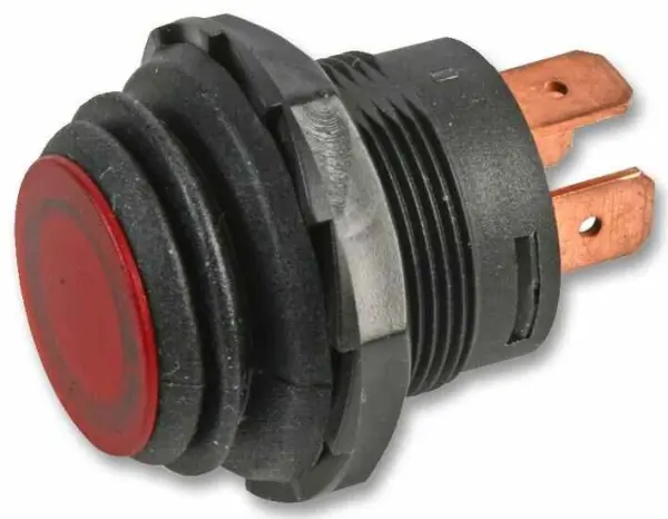 Multicomp Cnaipe Brú Uisce-dhíonach, SPST Latching, Dé-ghrian Dearg, 22mm