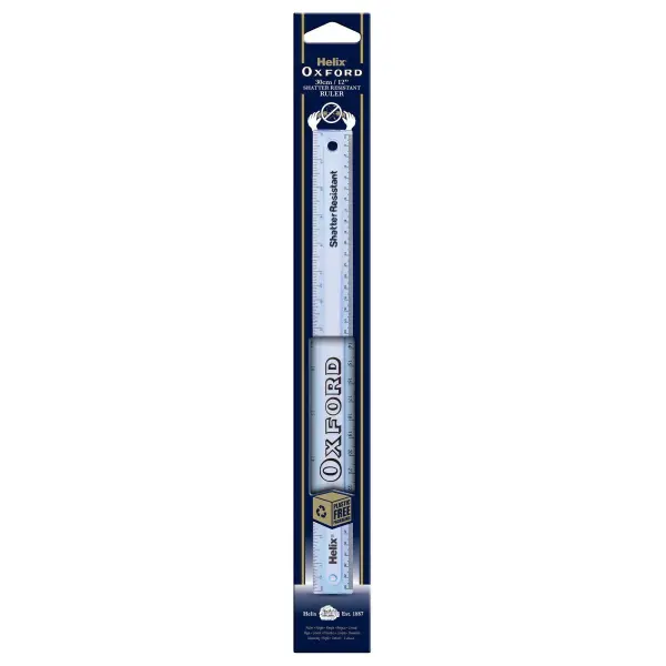 HELIX Oxford Shatter Resistant Ruler 30cm / 12 Inch