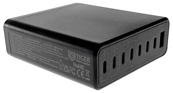Tiger 240W 8-Port GaN USB Fast Charger, 1x USB A & 7x USB C