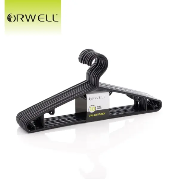 Orwell Value Slim Hangers, Black, 10-Pack