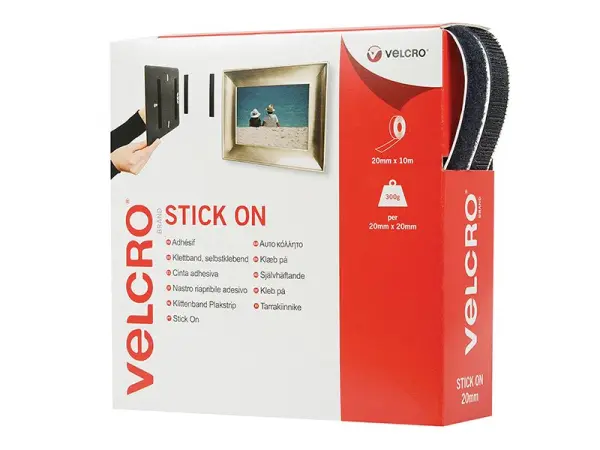 VELCRO® Nastro Adesivo a Strappo 20mm x 10m, Nero