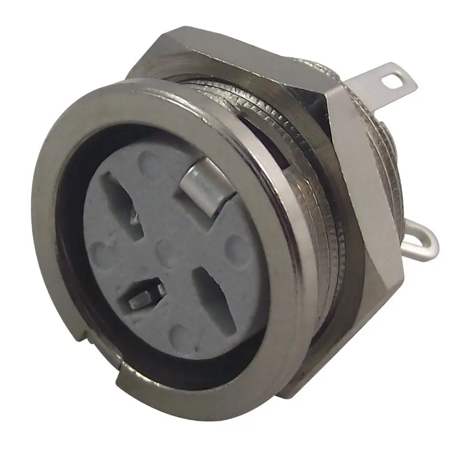 DELTRON - Prise panneau 3 broches DIN, contact plaqué argent