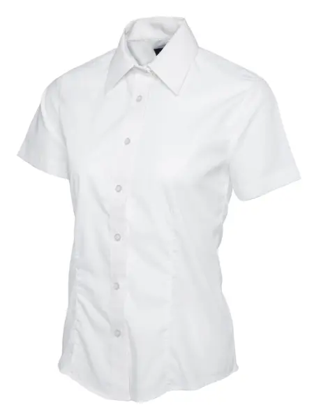 Uneek Camisa de Popelina para Mujer Manga Corta - Blanco, Talla L